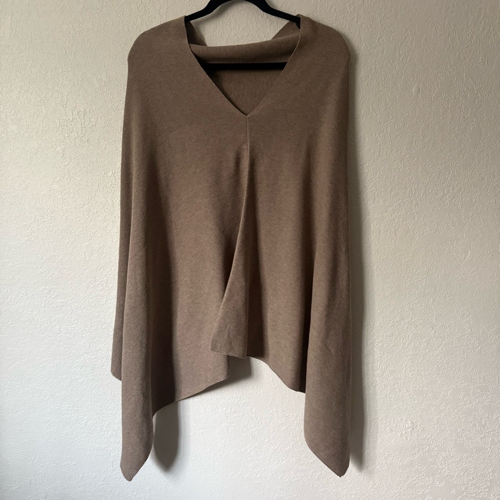 Eileen Fisher Tan V-Neck Poncho